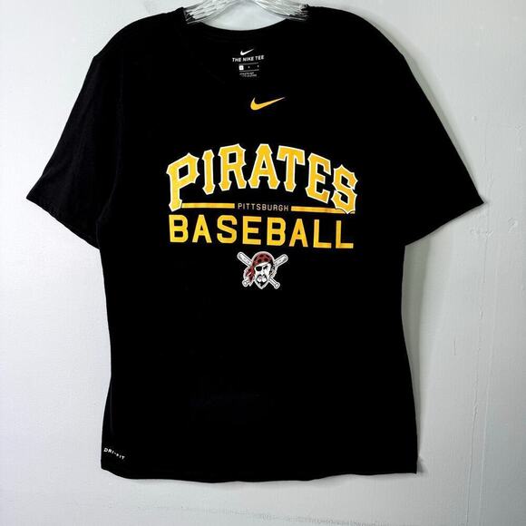 Nike Pittsburgh Pirates Athletic Cut Black T-Shirt MLB Baseball Men's Size L - Picture 1 of 12